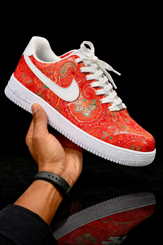 Air Force 1 personnalisées - Brocart Rouge