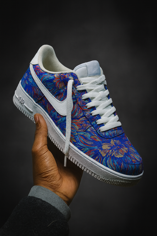 Air Force 1 personnalisée – Brocart Bleu Royal