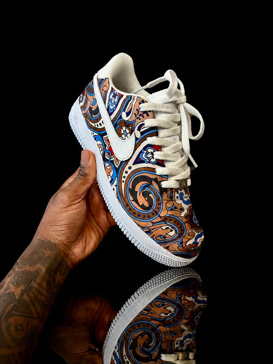 Custom Air force 1 -  Paisley Brown Blue