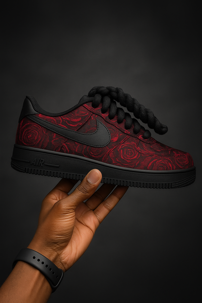 Air force 1 personnalisée - Rose noir et rouge