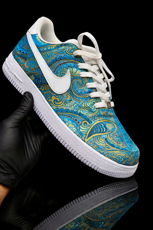 Air Force 1 personnalisée – Brocart Bleu Royal