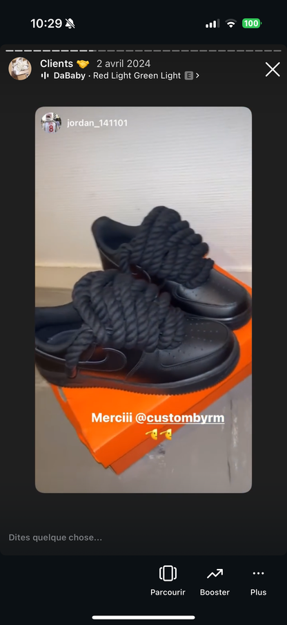 Air Force 1 personnalisée - Édition entièrement noire