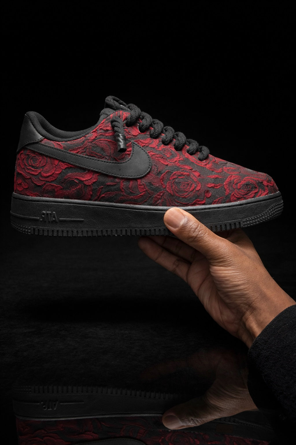 Air force 1 personnalisée - Rose noir et rouge