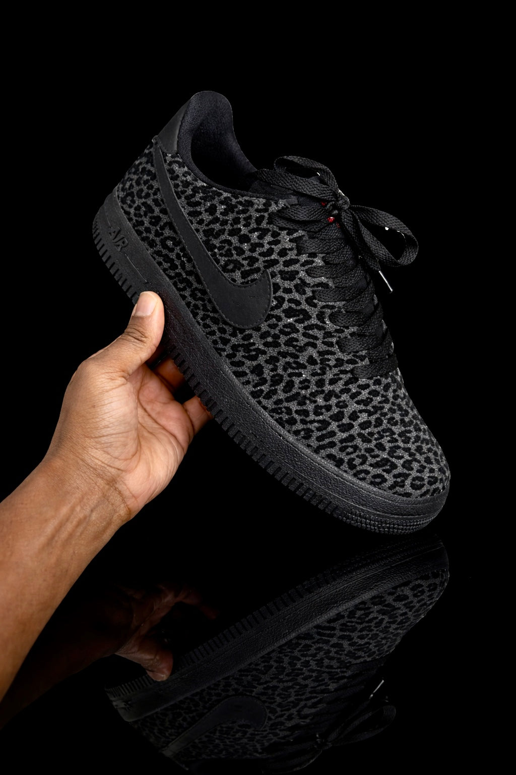 Custom Air Force 1 - Mini Léopard Noir et gris