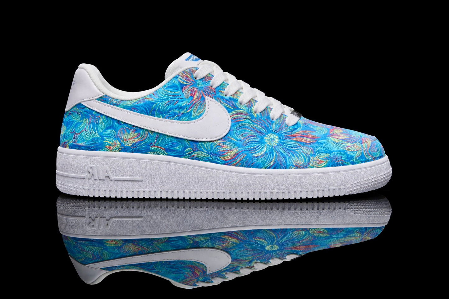 Custom Air Force 1 – Brocart bleu turquoise