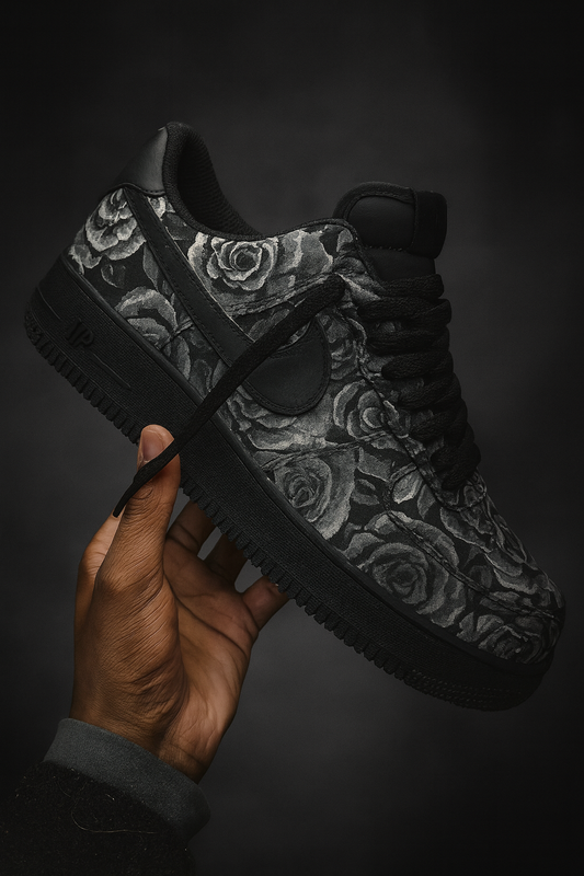 Custom Air force 1 - Noir Intense Motif rosé