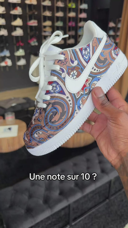 Custom Air force 1 -  Paisley Brown Blue